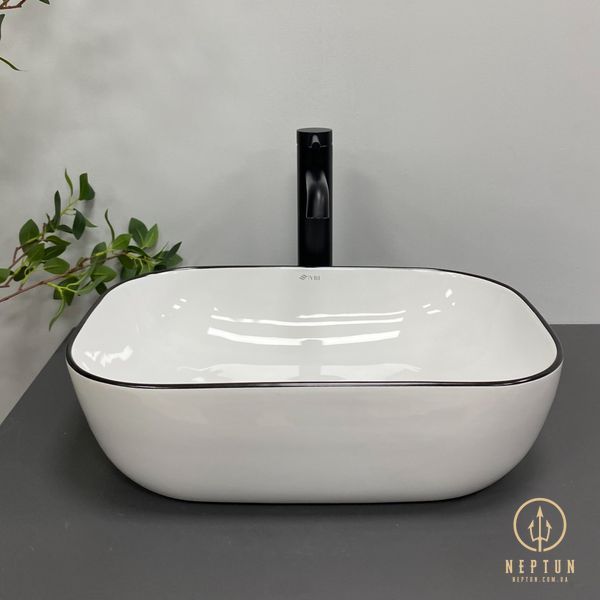 Умивальник (раковина) VBI RAVENNA WHITE BLACK EDGE накладний VBI-011224 фото
