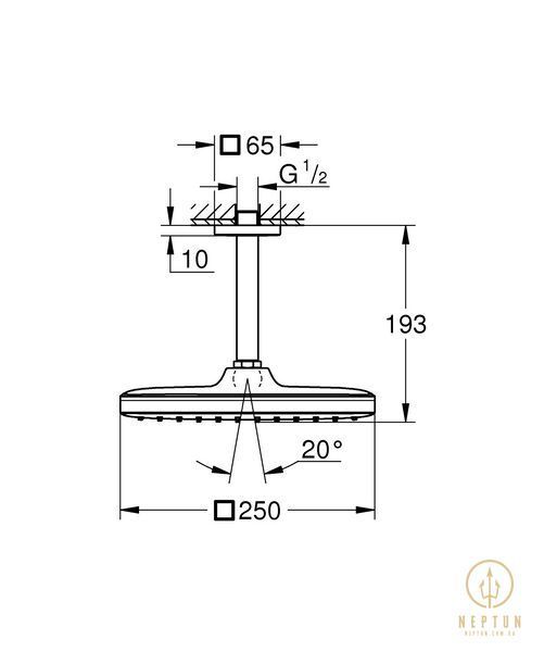 Верхній душ з стельовим кронштейном Grohe Tempesta Cube (26688000) 26688000 фото