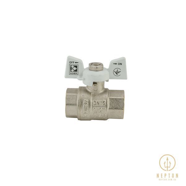 Кран кульовий 1/2 БГГ Вода Koer KR.217.W Білий метелик (KR0177) KR0177 фото