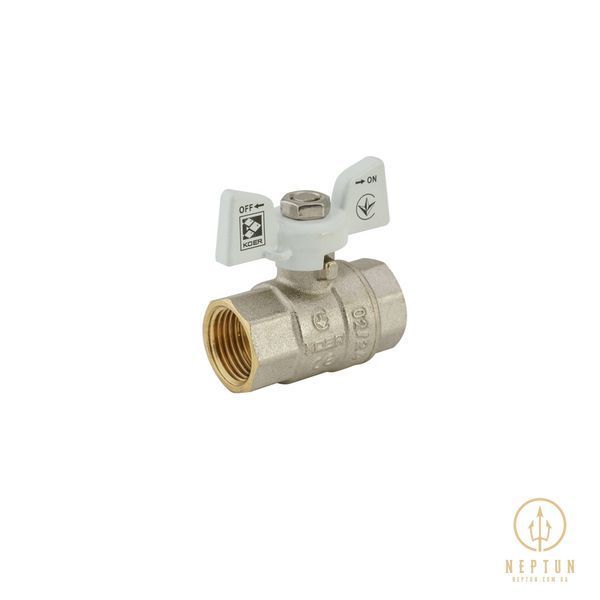 Кран кульовий 1/2 БГГ Вода Koer KR.217.W Білий метелик (KR0177) KR0177 фото