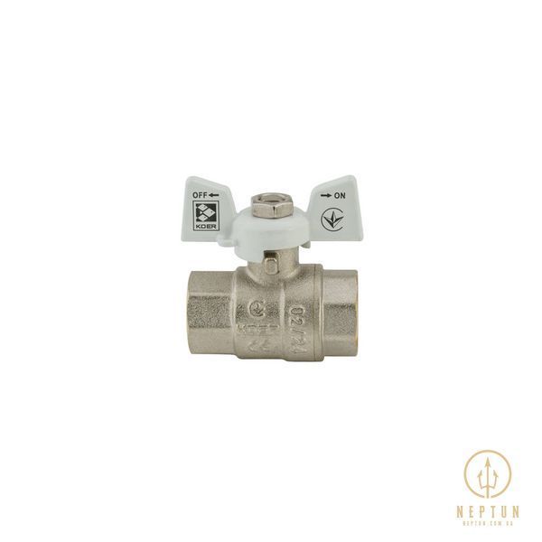 Кран кульовий 1/2 БГГ Вода Koer KR.217.W Білий метелик (KR0177) KR0177 фото