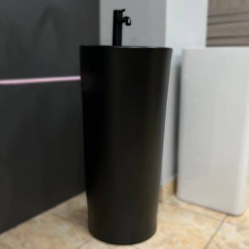 Умивальник моноблок VBI BOLONIA BLACK MATT з отвором під змішувач та переливом (VBI-019003) VBI-019003 фото