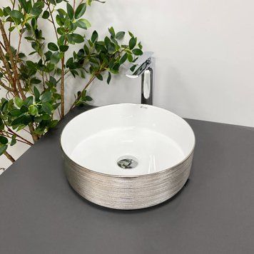 Умивальник накладний VBI PRATO BRUSH SILVER WHITE (VBI-011407) VBI-011407 фото