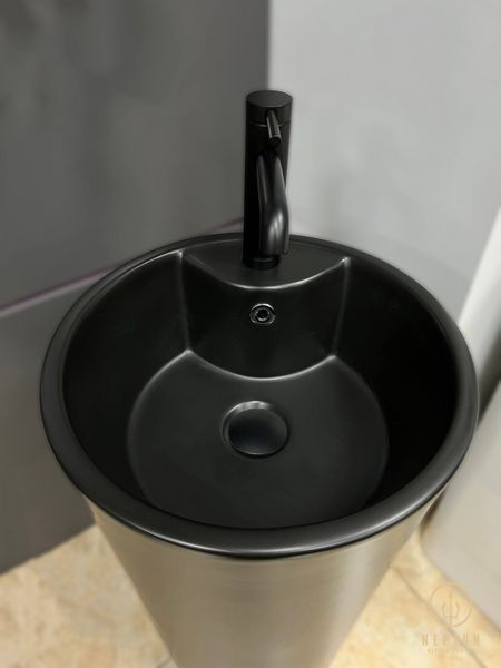 Умивальник моноблок VBI BOLONIA BLACK MATT з отвором під змішувач та переливом (VBI-019003) VBI-019003 фото