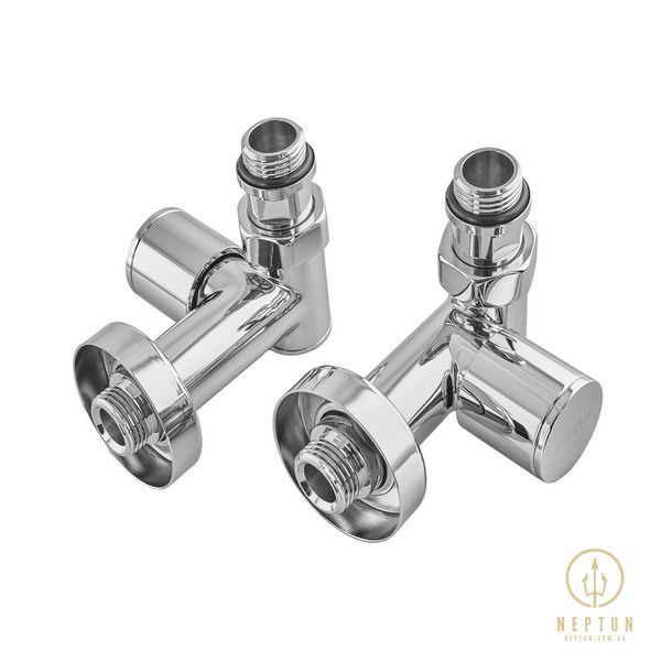 Комплект кранів для рушникосушки кутовий Koer KR.SET.551 - M1/2''xM1/2'' під ТЕН хромований (KR5841) KR5841 фото