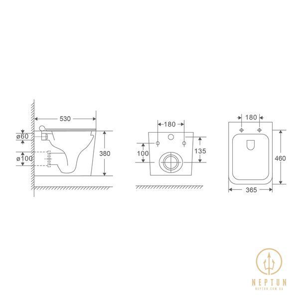 Унітаз підвісний Mixxus Premium Quadro-0302-T1 530x360x365mm, система змиву Tornado 1.0 (MP6456) MP6456 фото