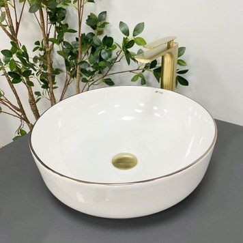 Умывальник (раковина) VBI BARI S WHITE GOLD EDGE накладной VBI-011605 фото