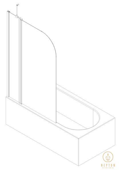 Шторки скляні на ванну Koer SR BS03-95x140-TR-01 прозоре скло 6мм, хром (KR5402) KR5402 фото