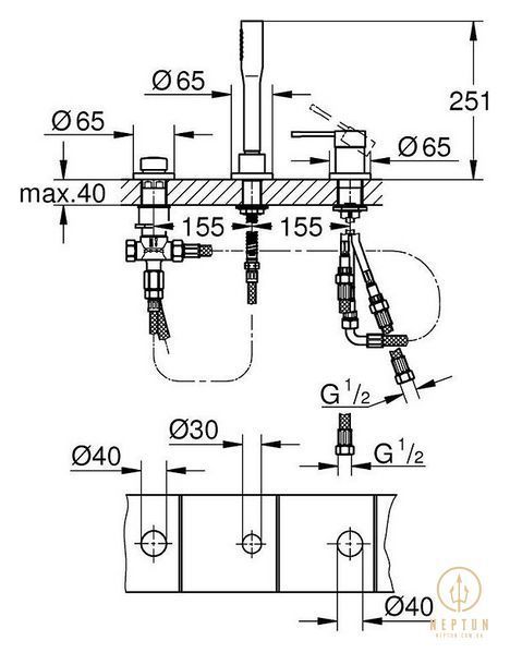 Змішувач для ванни Grohe Essence на 3 отвори (19976001) 19976001 фото