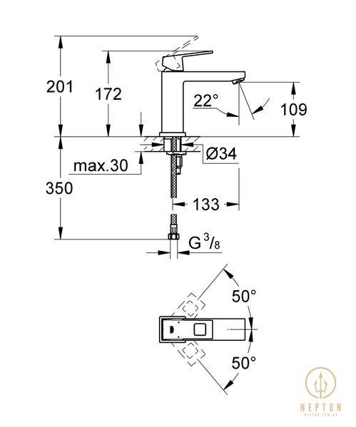 Змішувач для раковини M-розміру Grohe Eurocube (23446000) 23446000 фото