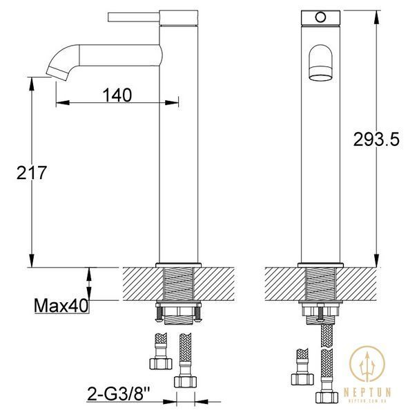 Змішувач для раковини (умивальника) KOHLMAN AXEL GRAPHITE високий QB170AG фото