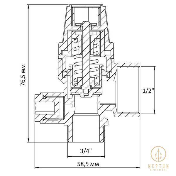 Клапан запобіжний ВЗ 1/2"х3/4" Koer KR.1262 (з вих. для підключ. манометра) (1.5 бар) (KR3109) KR3109 фото