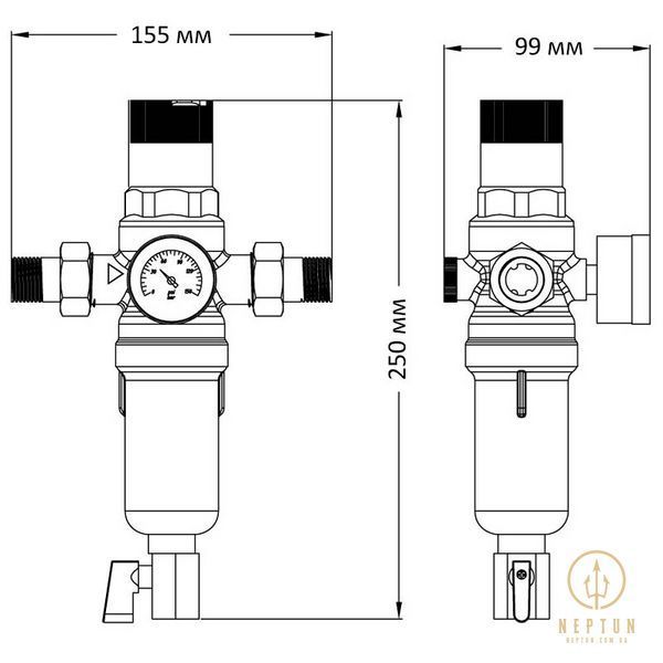 Редуктор тиску з фільтром тонким очищенням та манометром Koer KR.1249 1" ЗР (KR2960) KR2960 фото