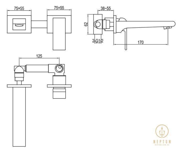 Змішувач для раковини (умивальника) KOHLMAN SAXO CHROME + BOX прихованого монтажу QW180S фото