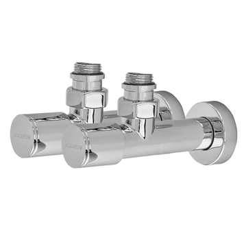 Комплект кранів для рушникосушки кутовий Koer KR.SET.533 - M1/2''xM1/2'' подовжений, хромований (KR5842) KR5842 фото