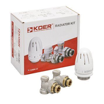Комплект KOER SET-21 термостатичний для нижньої підкл. радіатора 1/2"x3/4" кутовий ЗЗ (KR3173) KR3173 фото