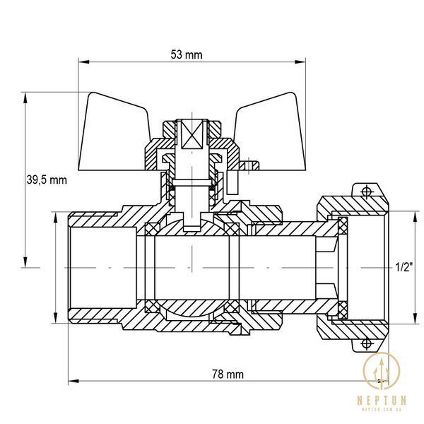 Кран з накидною гайкою 1/2" ГШМ газ Koer KR.220.G (KR0166) KR0166 фото