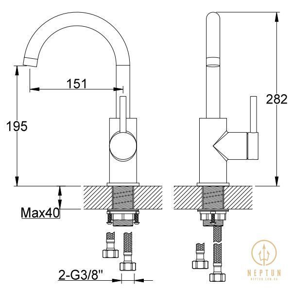 Змішувач для кухні KOHLMAN AXEL BLACK * QB150AB фото