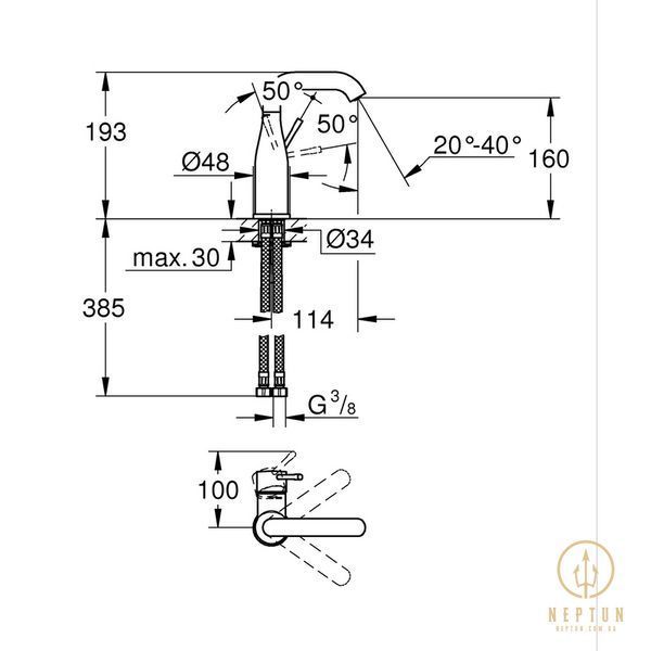 Змішувач одноважільний для раковини M-Size Grohe Essence (24176KF1) 24176KF1 фото
