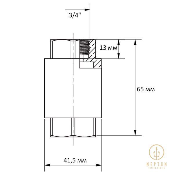 Клапан обратный "MONDIAL", лат. шток Roho R300-075 - 3/4" ВВ (RO0244) RO0244 фото