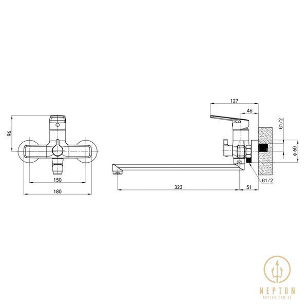 Змішувач для ванни Mixxus Premium Matis 006 (EURO) (MI8262) MI8262 фото