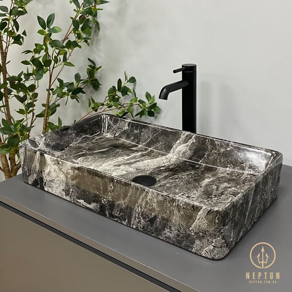 Умывальник (раковина) VBI TRIEST ANTHRACITE MARBLE накладной (VBI-012717) VBI-012717 фото