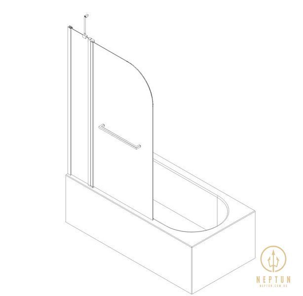 Шторки стеклянные на ванну Koer SR BS04-95x140-TR-07 прозрачное стекло 6мм, графит (KR5404) KR5404 фото