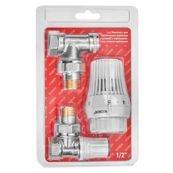 Комплект KOER SET-23 термостатичний для підключення радіатора 1/2"x1/2" кутовий ВЗ, клікове кріплення (KR5284) KR5284 фото
