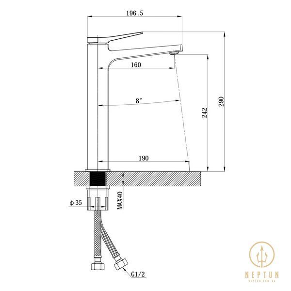 Змішувач для умивальника Mixxus Premium Degas 001 (NUT) HIGH (MI8246) MI8246 фото