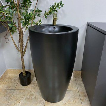 Умивальник моноблок VBI AGROPOLI BLACK MATT з отвором під змішувач та переливом (VBI-019004) VBI-019004 фото