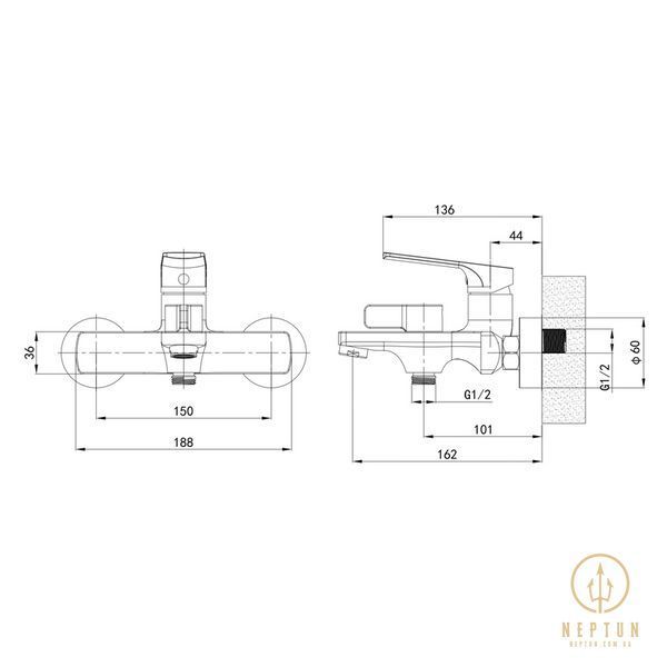 Змішувач для ванни Mixxus Premium MONE 009 EURO Graphite (MI6782) MI6782 фото