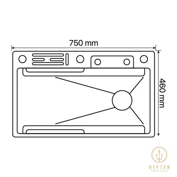 Мийка для кухні багатофункціональна ZERIX ZH7546-SET-06 MICRO DECOR GRAPHITE з нерж. сталі SUS304 (колір графіт) (ZM5587) ZM5587 фото