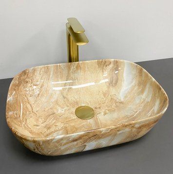 Умывальник (раковина) VBI RAVENNA BROWN ONYX GLOSSY накладной VBI-011223 фото