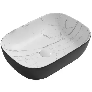 Умивальник накладний Mixxus Premium DIVERSE-0112 MARBLE-BLACK 455х325х135mm (MP6541) MP6541 фото