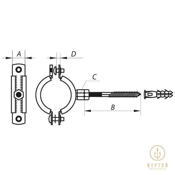 Хомут трубний оцинкований Koer KCB.10.G 3/4" (26-30) сірий (KR2785) KR2785 фото