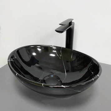 Умывальник (раковина) VBI PARMA BLACK MARMO GLOSSY накладной VBI-011023 фото