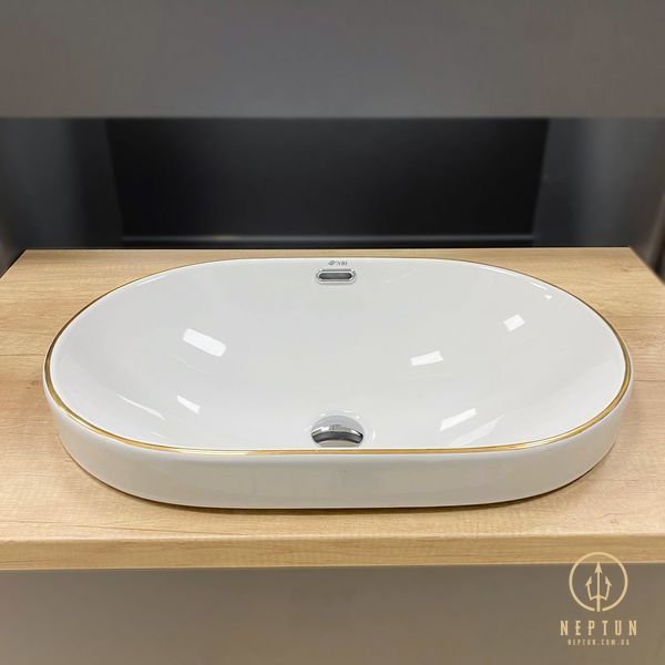 Умывальник (раковина) VBI GAETA S WHITE GOLD EDGE врезной (VBI-018067) VBI-018067 фото
