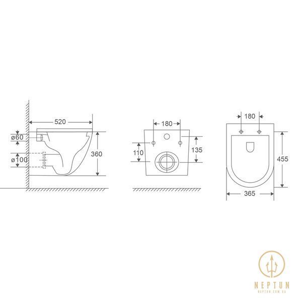 Унитаз подвесной Mixxus Premium Ellipse-0303-T3 520x365x360mm, система смыва Tornado 3.0 (MP6465) MP6465 фото
