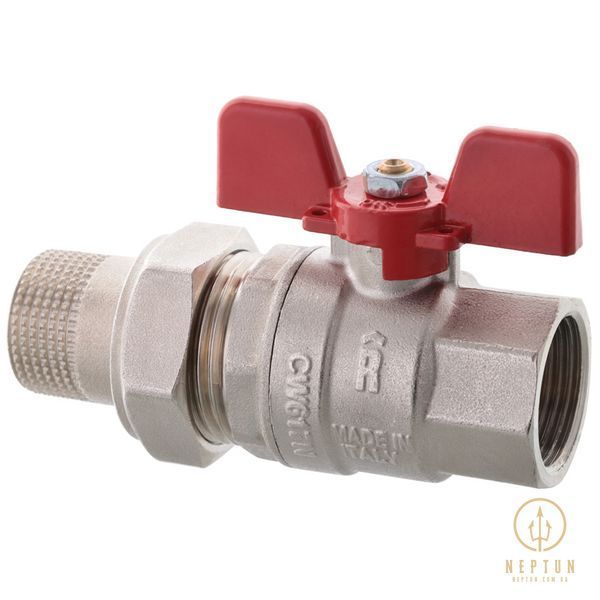 Кран з американкою Roho 1" ВЗ прямий, червоний метелик R105-100 (RO0088) (8/32) RO0088 фото