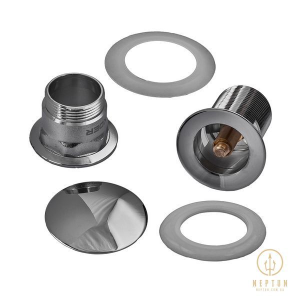 Донний клапан для раковини з переливом Koer PW-03-01 автоматичний (Click-Clack) (Колір хром) 1 1/4'' (KR3394) KR3394 фото