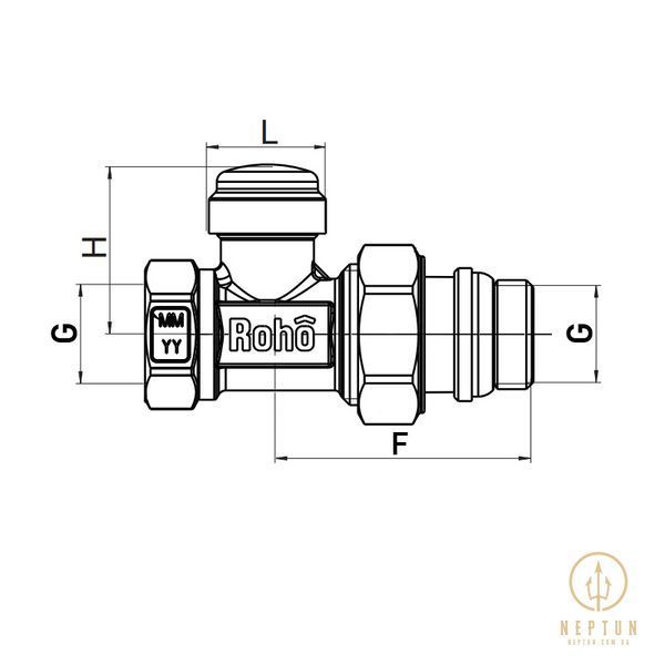 Кран радіаторний Roho 1/2" прямий без ручки R5261-050 (АНТИПРОТІКАННЯ) (RO0135) RO0135 фото