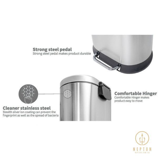 Mixxus Premium Strong-TC0105 SS Color 5л Відро для сміття з плавним закриттям овальне (MI7080) MI7080 фото