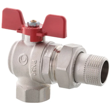 Кран з американкою Roho 1" ВЗ кутовий, червоний метелик R106-100 (RO0091) (6/24) RO0091 фото