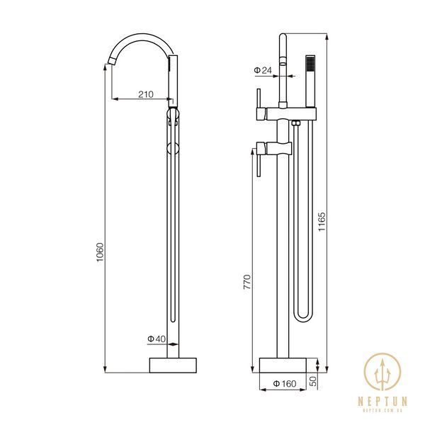Смеситель для ванны VBI MILANO CHROME напольный (VBI-050108CH) VBI-050108CH фото