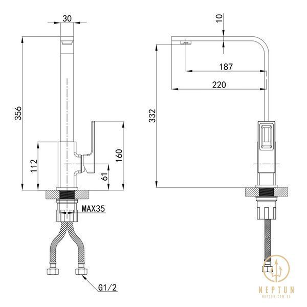 Змішувач для кухні Mixxus Premium DANTE 017 (MI6791) MI6791 фото