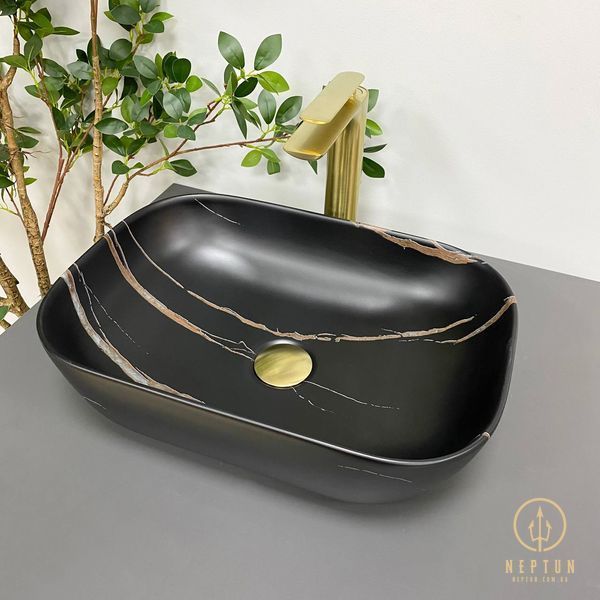 Умывальник (раковина) VBI RAVENNA BLACK STONE MATT накладной VBI-011214 фото