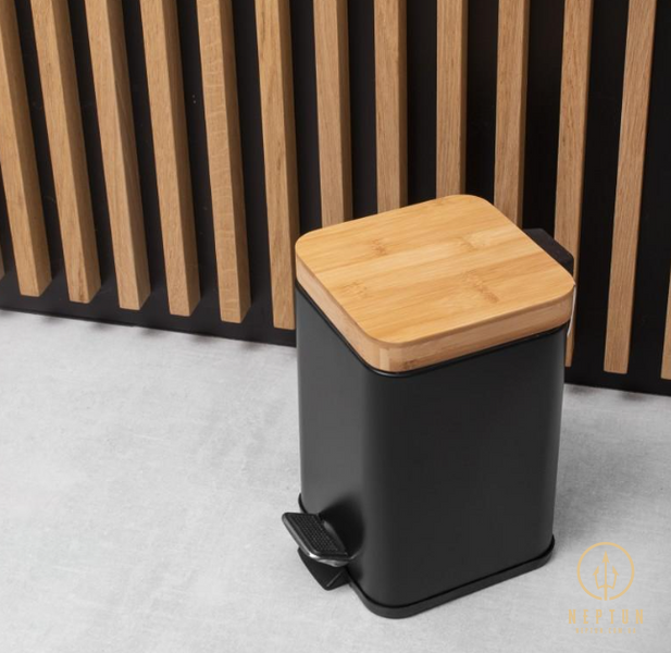 Корзина для мусора YOKA SIDO BLACK BAMBOO 3л. для ванной комнаты CH.SIDO-BLK фото