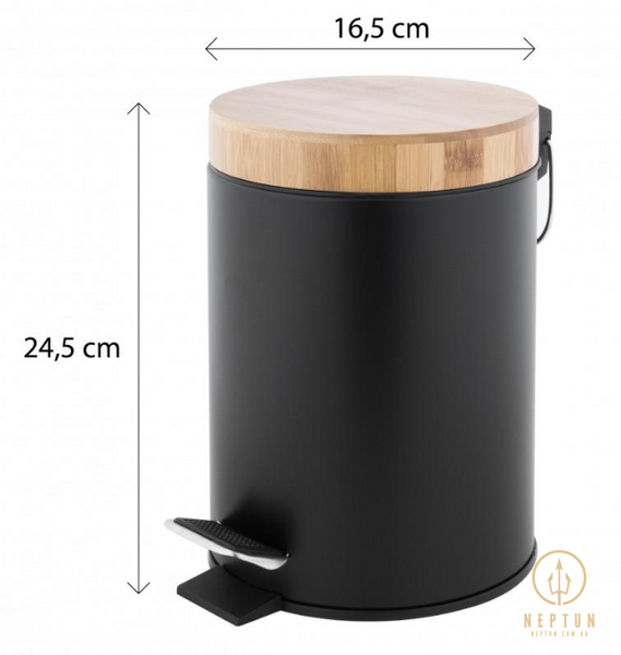 Кошик для сміття YOKA BIN BLACK BAMBOO 3л. для ванної кімнати CH.BIN-BLK фото
