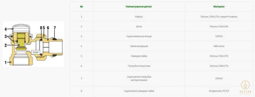 Кран радіаторний Roho 1/2" кутовий без ручки R5251-050 (АНТИПРОТІКАННЯ) (30/120) RO0133 фото