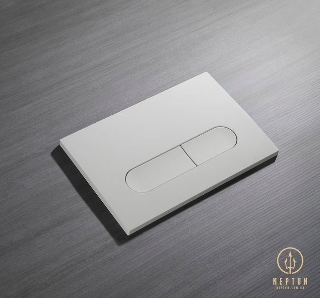 Панель змиву Koer KT-0608-03 240x160x10mm пластикова, кнопка закруглена (колір білий) (KR6123) KR6123 фото